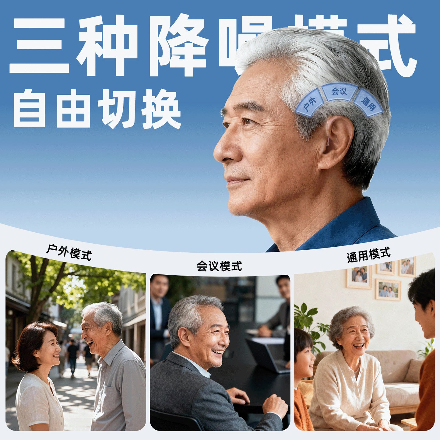 behind-the-ear hearing aid (for the elderly) (digital display UV) (disinfection charging compartment)