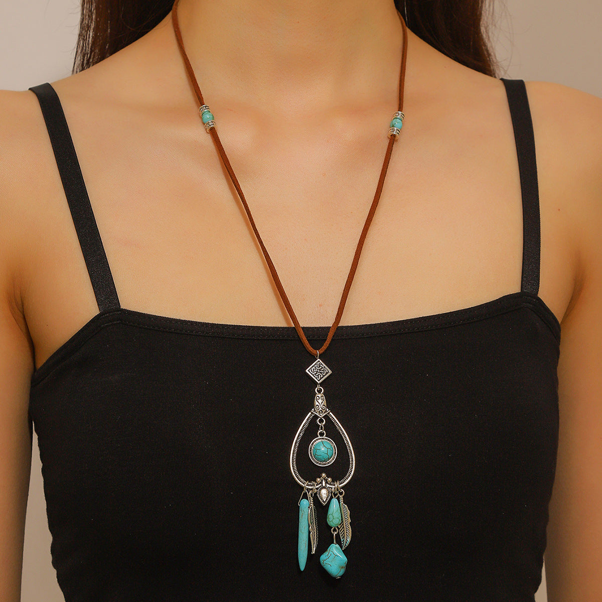 Bohemian ethnic style turquoise pendant