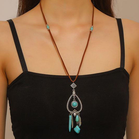 Bohemian ethnic style turquoise pendant