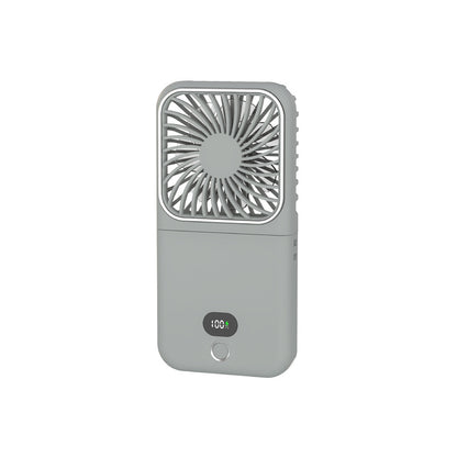 Neck-mounted Foldable Hand Fan with Stand Makeup Mirror