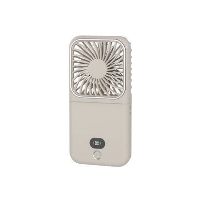 Neck-mounted Foldable Hand Fan with Stand Makeup Mirror