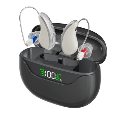 behind-the-ear hearing aid (for the elderly) (digital display UV) (disinfection charging compartment)